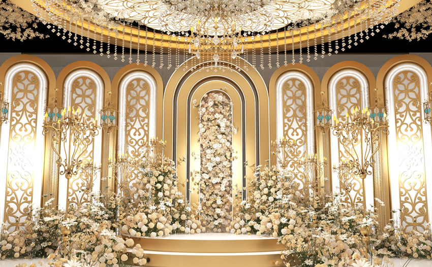 阿勒泰香槟色调婚礼堂效果展示
